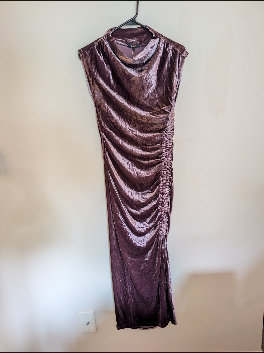 Quince Velvet Cowl Neck Maxi Dress Size 2 Purple Red Silk Blend